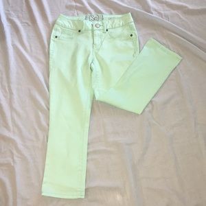Mint green skinny jeans
